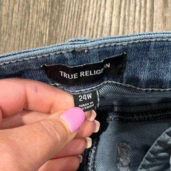 True Religion Halle Jeans Gray Vintage Wash Skinny Leg Size 24W - Picture 7 of 13